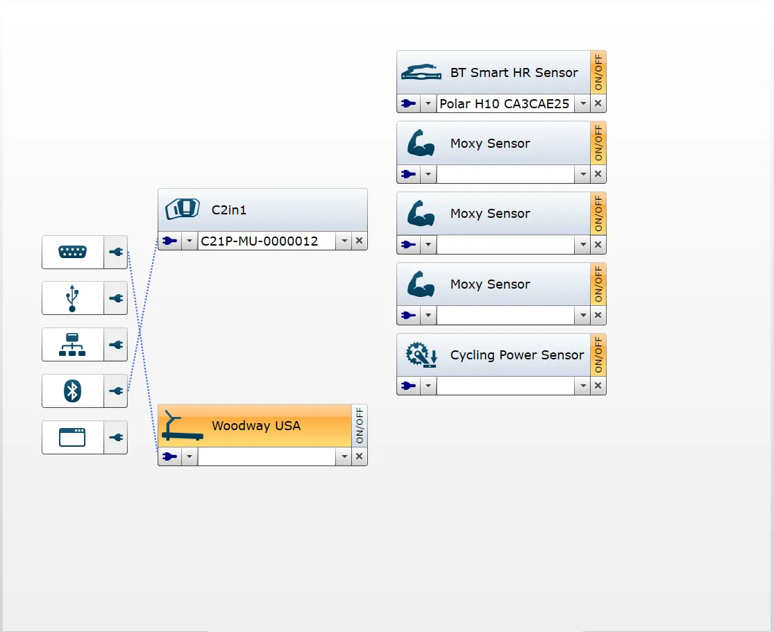 Geräteverwaltung in MetaSoft® Performance mit C2in1, Sensoren und Laufband